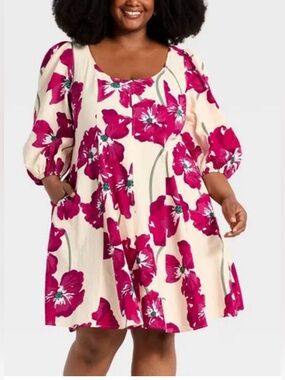 Women’s Plus Seamed Midi a-line Dress-1X